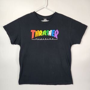 Thrasher Magazine Shirt Men's Sz L Skateboarding Y2k Rainbow VTG 90s Sports Punk